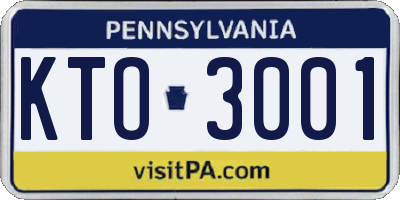 PA license plate KTO3001