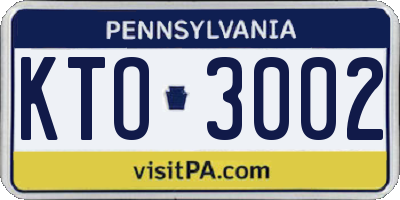 PA license plate KTO3002