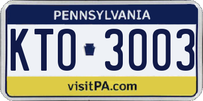 PA license plate KTO3003