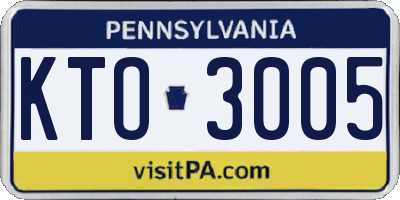 PA license plate KTO3005