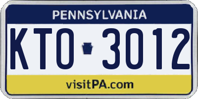 PA license plate KTO3012