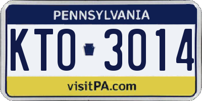 PA license plate KTO3014