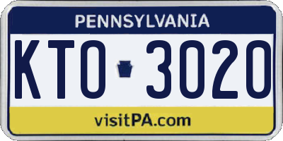 PA license plate KTO3020