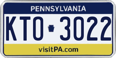 PA license plate KTO3022