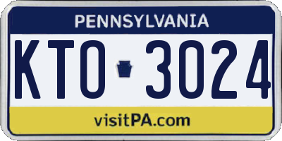 PA license plate KTO3024