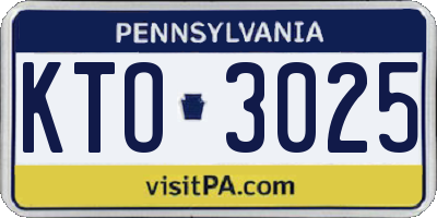 PA license plate KTO3025