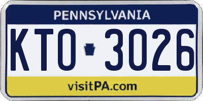 PA license plate KTO3026