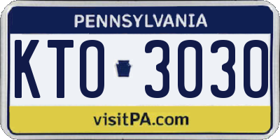 PA license plate KTO3030