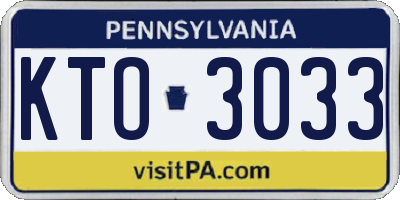 PA license plate KTO3033