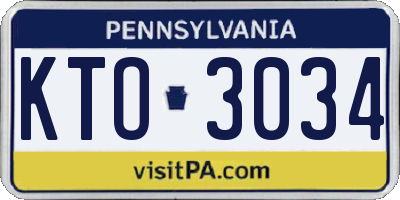 PA license plate KTO3034