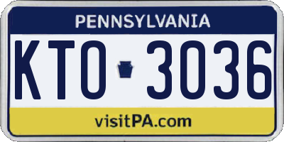 PA license plate KTO3036