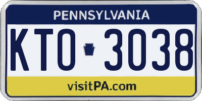 PA license plate KTO3038
