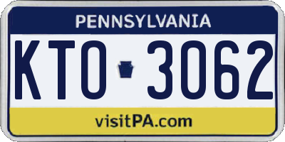 PA license plate KTO3062