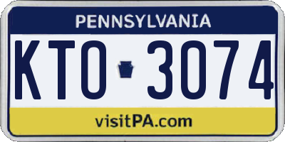 PA license plate KTO3074