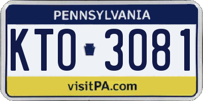 PA license plate KTO3081