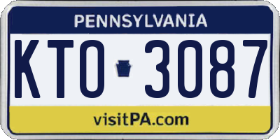 PA license plate KTO3087