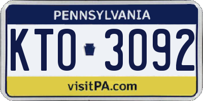 PA license plate KTO3092