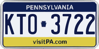 PA license plate KTO3722