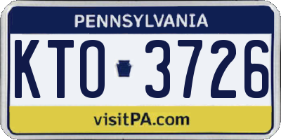 PA license plate KTO3726