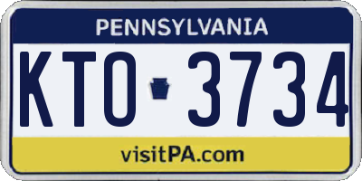 PA license plate KTO3734