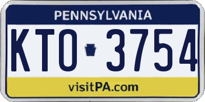 PA license plate KTO3754