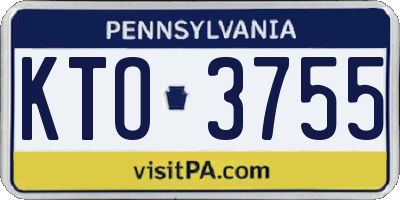 PA license plate KTO3755