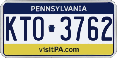 PA license plate KTO3762