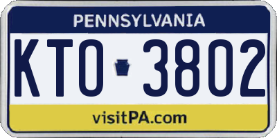 PA license plate KTO3802