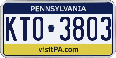 PA license plate KTO3803