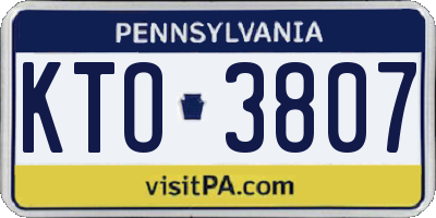 PA license plate KTO3807