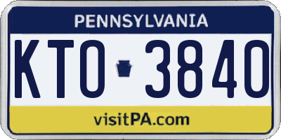 PA license plate KTO3840