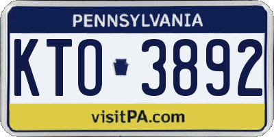 PA license plate KTO3892