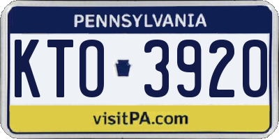 PA license plate KTO3920