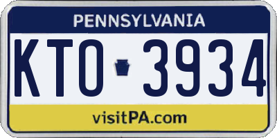 PA license plate KTO3934