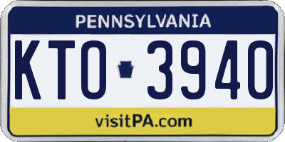 PA license plate KTO3940