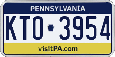 PA license plate KTO3954