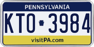 PA license plate KTO3984