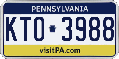 PA license plate KTO3988