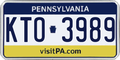 PA license plate KTO3989