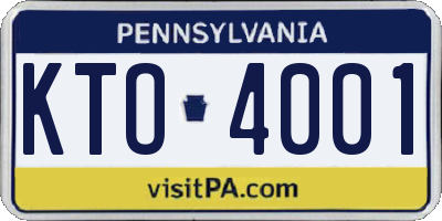 PA license plate KTO4001