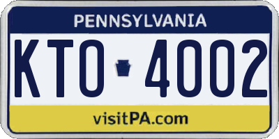PA license plate KTO4002