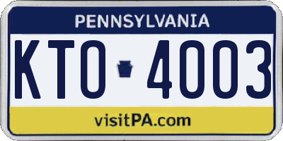PA license plate KTO4003