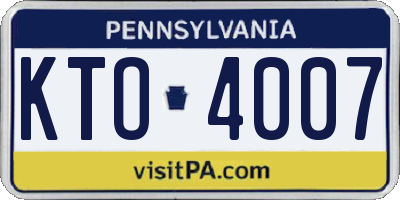 PA license plate KTO4007