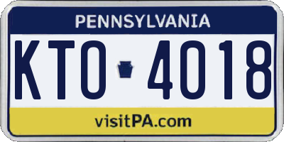 PA license plate KTO4018