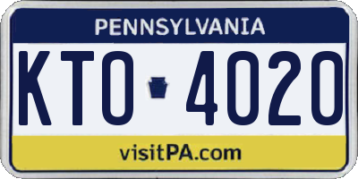 PA license plate KTO4020