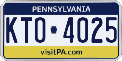 PA license plate KTO4025
