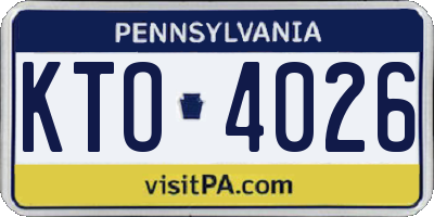 PA license plate KTO4026
