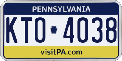 PA license plate KTO4038
