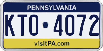 PA license plate KTO4072