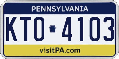 PA license plate KTO4103